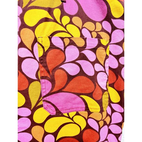 Lucy & Yak Jeans Womens W40 L29 Wide Leg Denim Organic 70s Pattern Paisley Disco - Picture 3 of 6